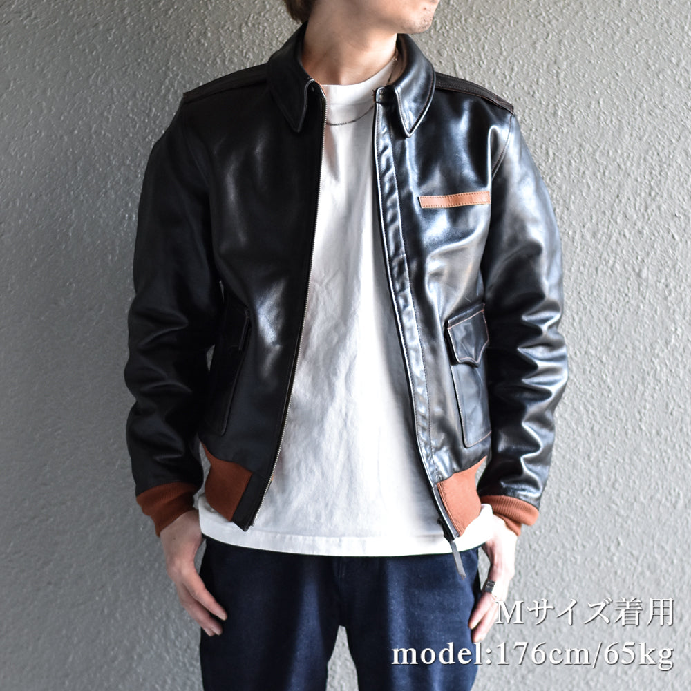 A-2ジャケット TYPE A-2 JACKET(ホースハイド) ブラック SH-220001JKT