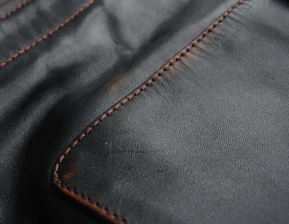 【HHY-1048】A-2 All-Black Leather Flight Jacket｜A2レザージャケットオールブラック馬革