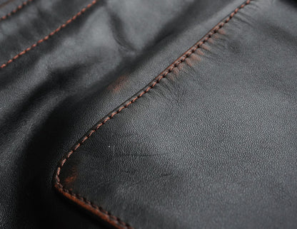 【HHY-1048】A-2 All-Black Leather Flight Jacket｜A2レザージャケットオールブラック馬革
