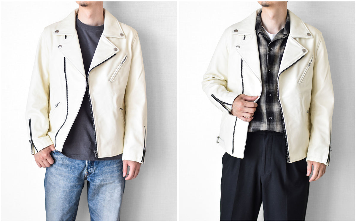 【CWY-2252/2253】Cowhide Leather Double Rider Jacket｜カウハイドダブルライダースジャケット(白/黒)