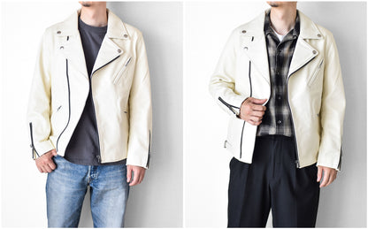 【CWY-2252/2253】Cowhide Leather Double Rider Jacket｜カウハイドダブルライダースジャケット(白/黒)