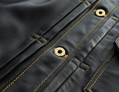 【Y2892】TYPE I Goatskin LEATHER TRUCKER JACKET ゴートスキンTYPE I レザートラッカージャケット