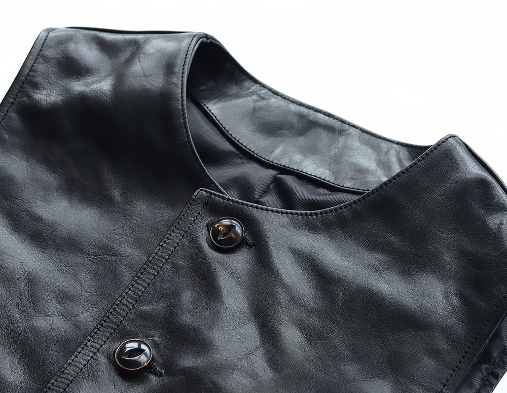 ［Y3475］［Y3513］ LEATHER VEST (HORSE) / レザーベスト（馬革）茶芯・芯通し仕様
