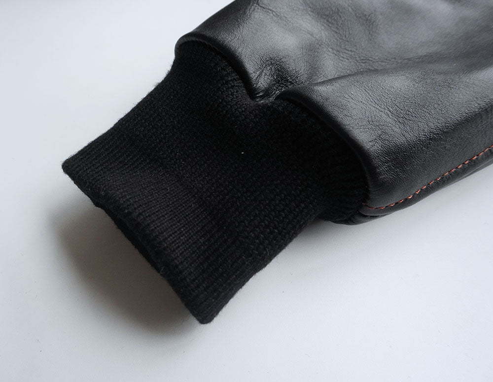 【HHY-1048】A-2 All-Black Leather Flight Jacket｜A2レザージャケットオールブラック馬革