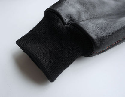 【HHY-1048】A-2 All-Black Leather Flight Jacket｜A2レザージャケットオールブラック馬革
