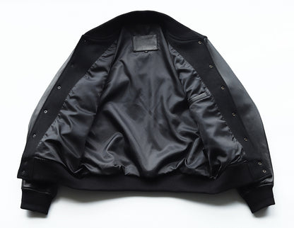 【SSY-1757】LEATHER × WOOL VARSITY JACKET｜レザー×ウールスタジャン (シープスキン)