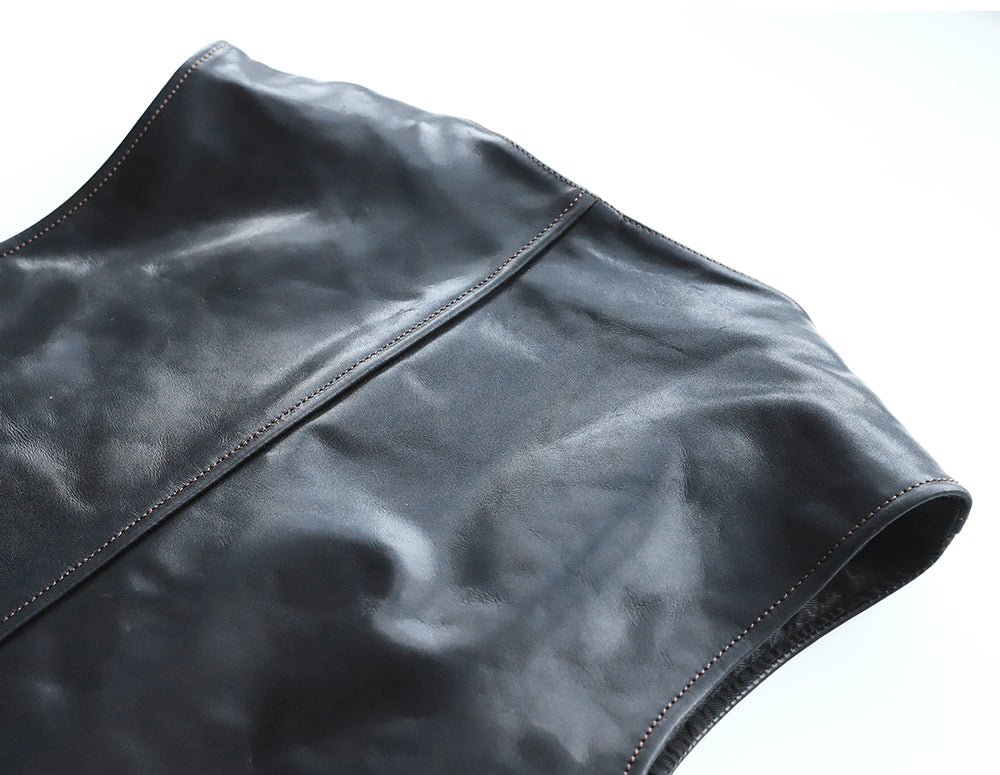 ［Y3475］［Y3513］ LEATHER VEST (HORSE) / レザーベスト（馬革）茶芯・芯通し仕様