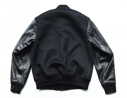 【SSY-1757】LEATHER × WOOL VARSITY JACKET｜レザー×ウールスタジャン (シープスキン)