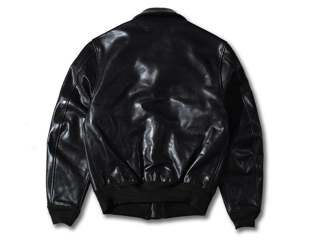 【HHY-1048】A-2 All-Black Leather Flight Jacket｜A2レザージャケットオールブラック馬革
