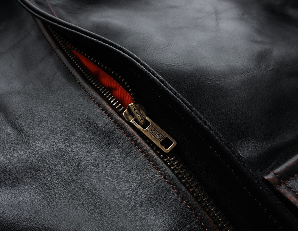 【HHY-1048】A-2 All-Black Leather Flight Jacket｜A2レザージャケットオールブラック馬革
