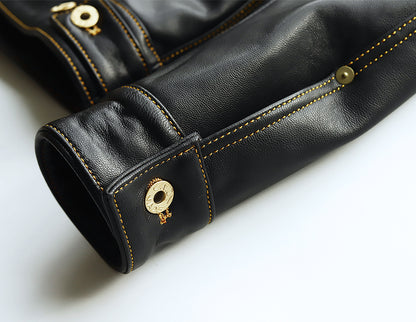 【Y2892】TYPE I Goatskin LEATHER TRUCKER JACKET ゴートスキンTYPE I レザートラッカージャケット