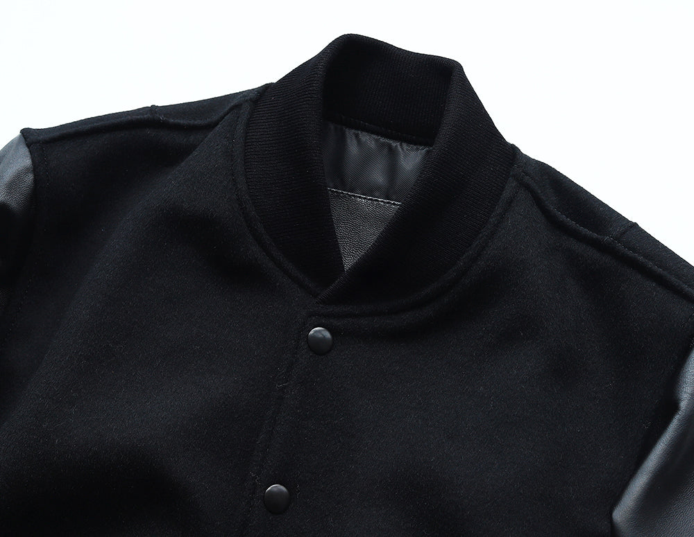 【SSY-1757】LEATHER × WOOL VARSITY JACKET｜レザー×ウールスタジャン (シープスキン)