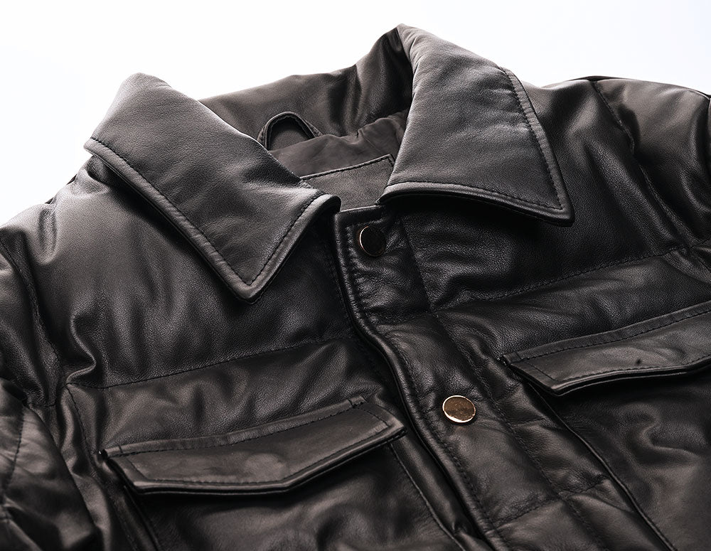 【HHY-1164】Heavy-Duty Leather Down Shirt Jacket｜ヘビーアウター・レザーダウンシャツジャケット馬革