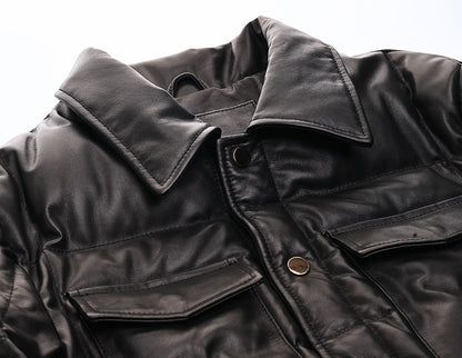 【HHY-1164】Heavy-Duty Leather Down Shirt Jacket｜ヘビーアウター・レザーダウンシャツジャケット馬革