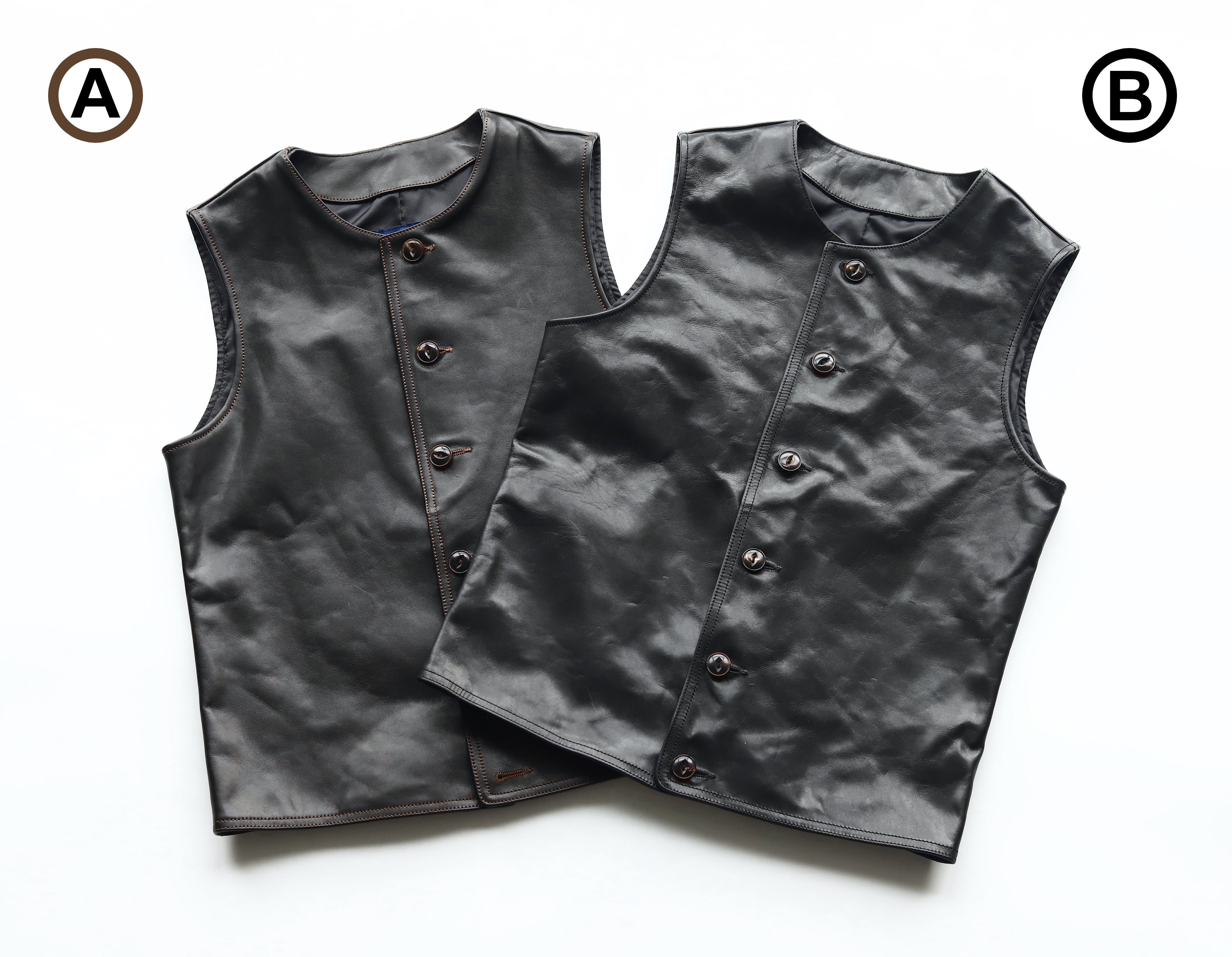 HHY-3475/3513】 LEATHER VEST (HORSE) / レザーベスト（馬革）茶芯