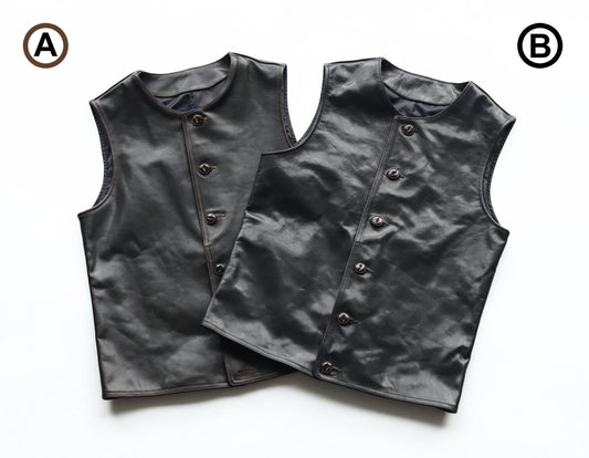 【HHY-3475/3513】 LEATHER VEST (HORSE) / レザーベスト（馬革）茶芯・芯通し仕様