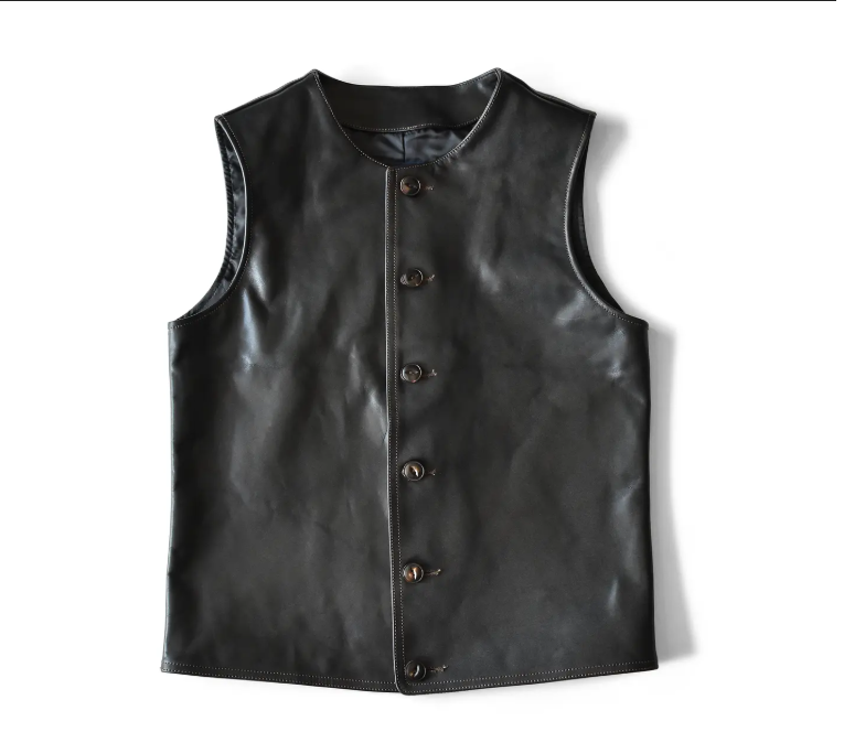 ［Y3475］［Y3513］ LEATHER VEST (HORSE) / レザーベスト（馬革）茶芯・芯通し仕様