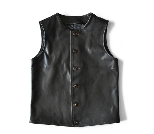［Y3475］［Y3513］ LEATHER VEST (HORSE) / レザーベスト（馬革）茶芯・芯通し仕様