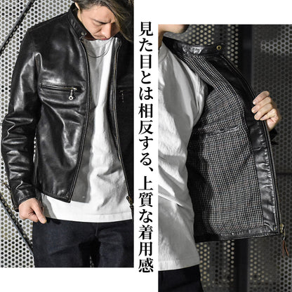 【HHY-706】SINGLE RIDERS JACKET｜シングルライダースジャケット （茶芯ホースハイド）