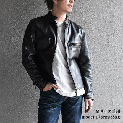 【HHY-706】SINGLE RIDERS JACKET｜シングルライダースジャケット （茶芯ホースハイド）