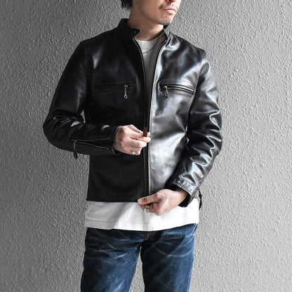 【HHY-706】SINGLE RIDERS JACKET｜シングルライダースジャケット （茶芯ホースハイド）