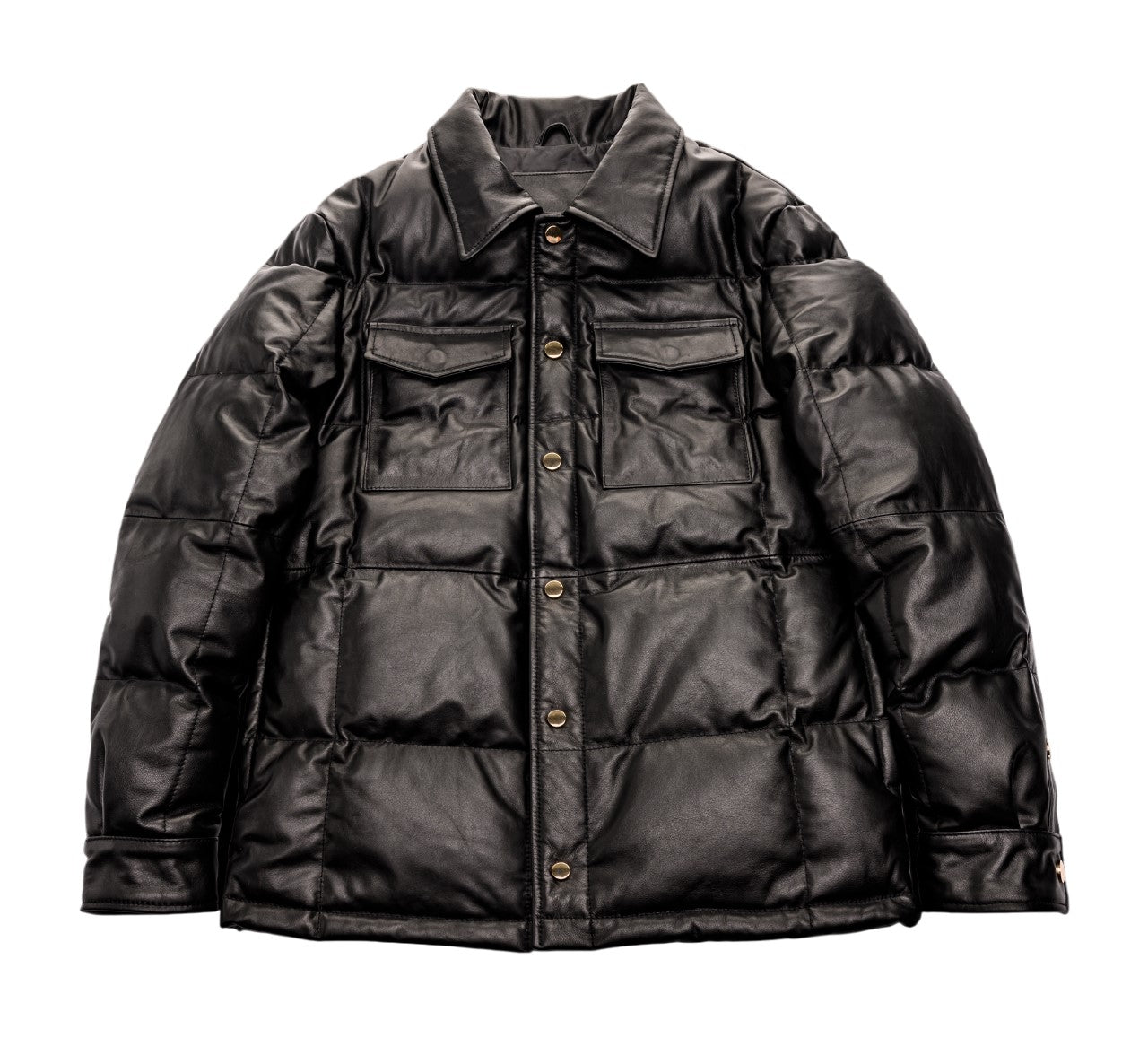 ライトに着用できるヘビーアウター・馬革レザーダウンシャツジャケット　【Y1164】