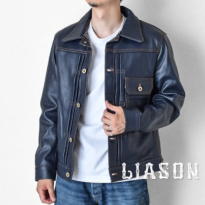 【CWY-1167/1168】DENIM-STYLE TRACKER JACKET｜Gジャンタイプトラッカージャケット(カウハイド)