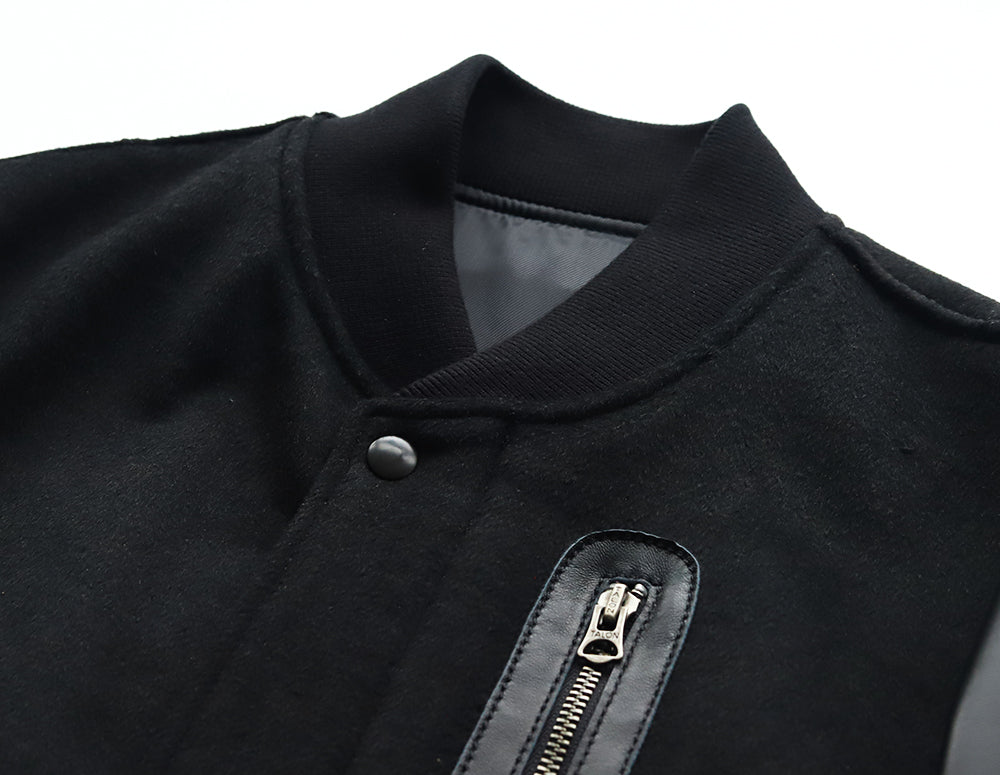 【Y3037】MILITARY MA-1 JACKET (LEATHER × WOOL) / ミリタリー MA-1ジャケット（レザー×ウール）
