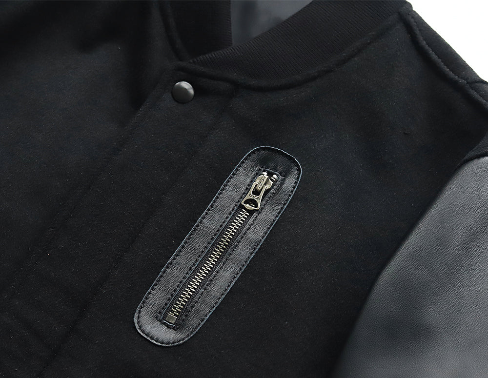 【Y3037】MILITARY MA-1 JACKET (LEATHER × WOOL) / ミリタリー MA-1ジャケット（レザー×ウール）