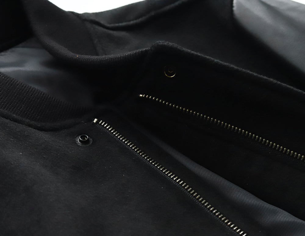 【Y3037】MILITARY MA-1 JACKET (LEATHER × WOOL) / ミリタリー MA-1ジャケット（レザー×ウール）