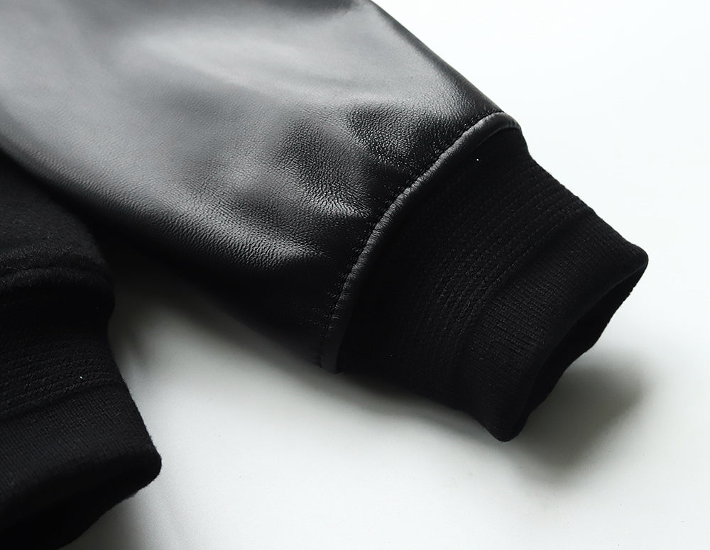 【Y3037】MILITARY MA-1 JACKET (LEATHER × WOOL) / ミリタリー MA-1ジャケット（レザー×ウール）