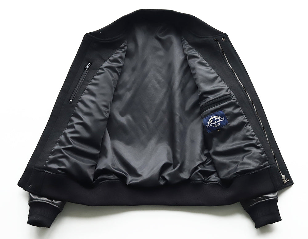 【Y3037】MILITARY MA-1 JACKET (LEATHER × WOOL) / ミリタリー MA-1ジャケット（レザー×ウール）