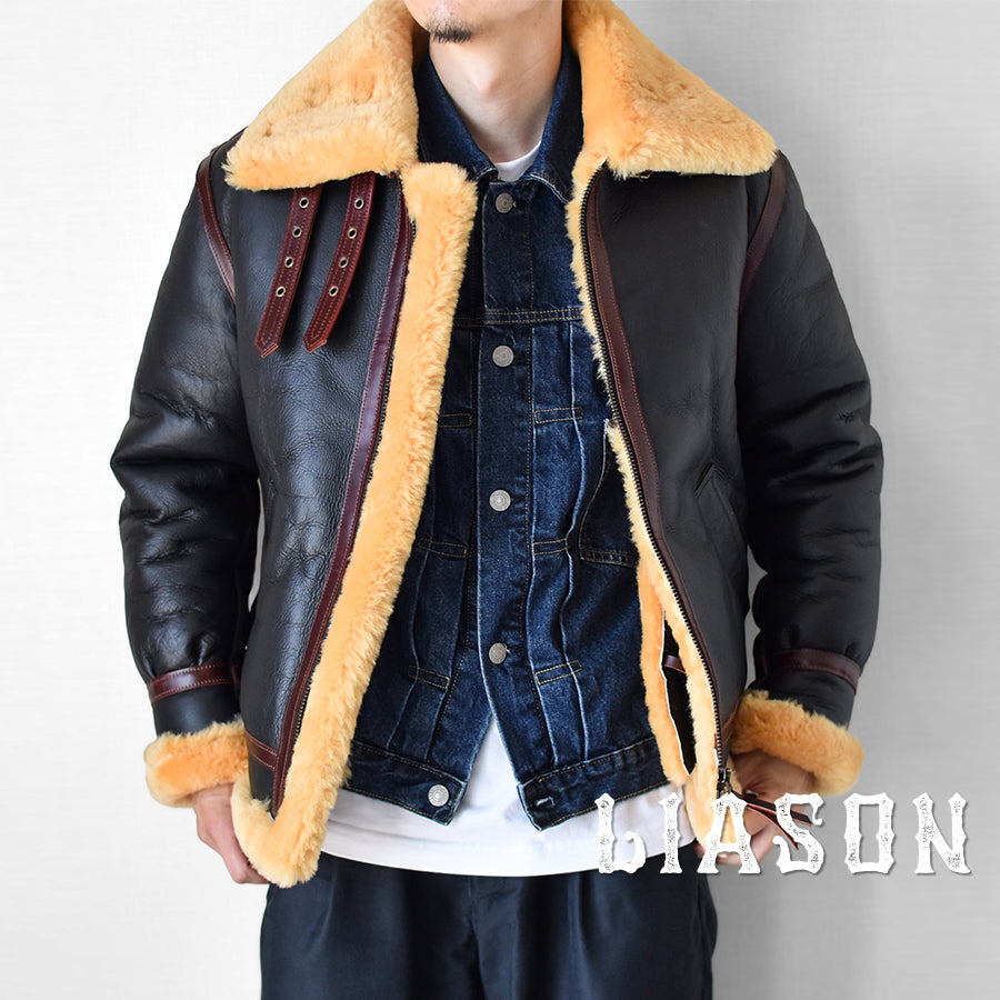 メリノムートン男らしくクラシカル、B-3をベースにしたフライトジャケット【Y3094】