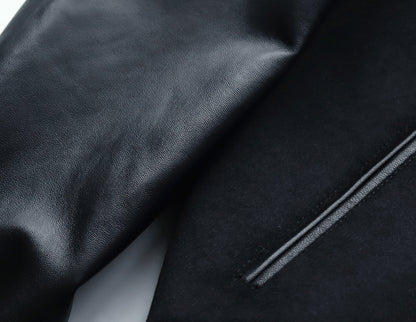 【SSY-1757】LEATHER × WOOL VARSITY JACKET｜レザー×ウールスタジャン (シープスキン)