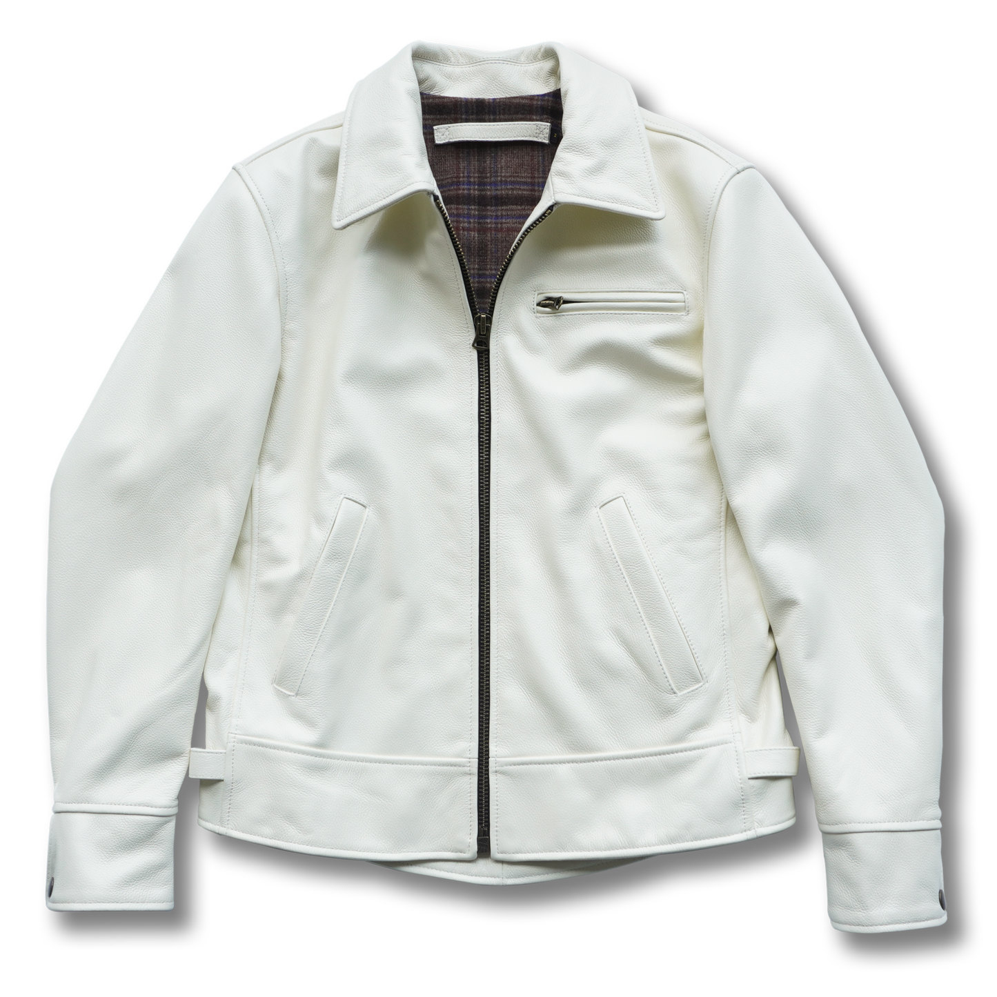 スタイリッシュでモダンな雰囲気を醸し出すホワイトレザージャケット 【Y1103】