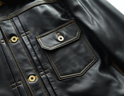 【Y2892】TYPE I Goatskin LEATHER TRUCKER JACKET ゴートスキンTYPE I レザートラッカージャケット
