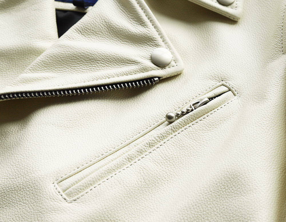【CWY-2252/2253】Cowhide Leather Double Rider Jacket｜カウハイドダブルライダースジャケット(白/黒)