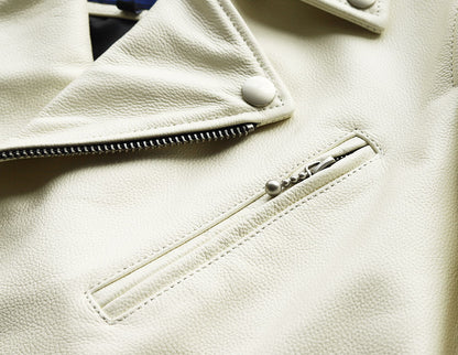 【CWY-2252/2253】Cowhide Leather Double Rider Jacket｜カウハイドダブルライダースジャケット(白/黒)