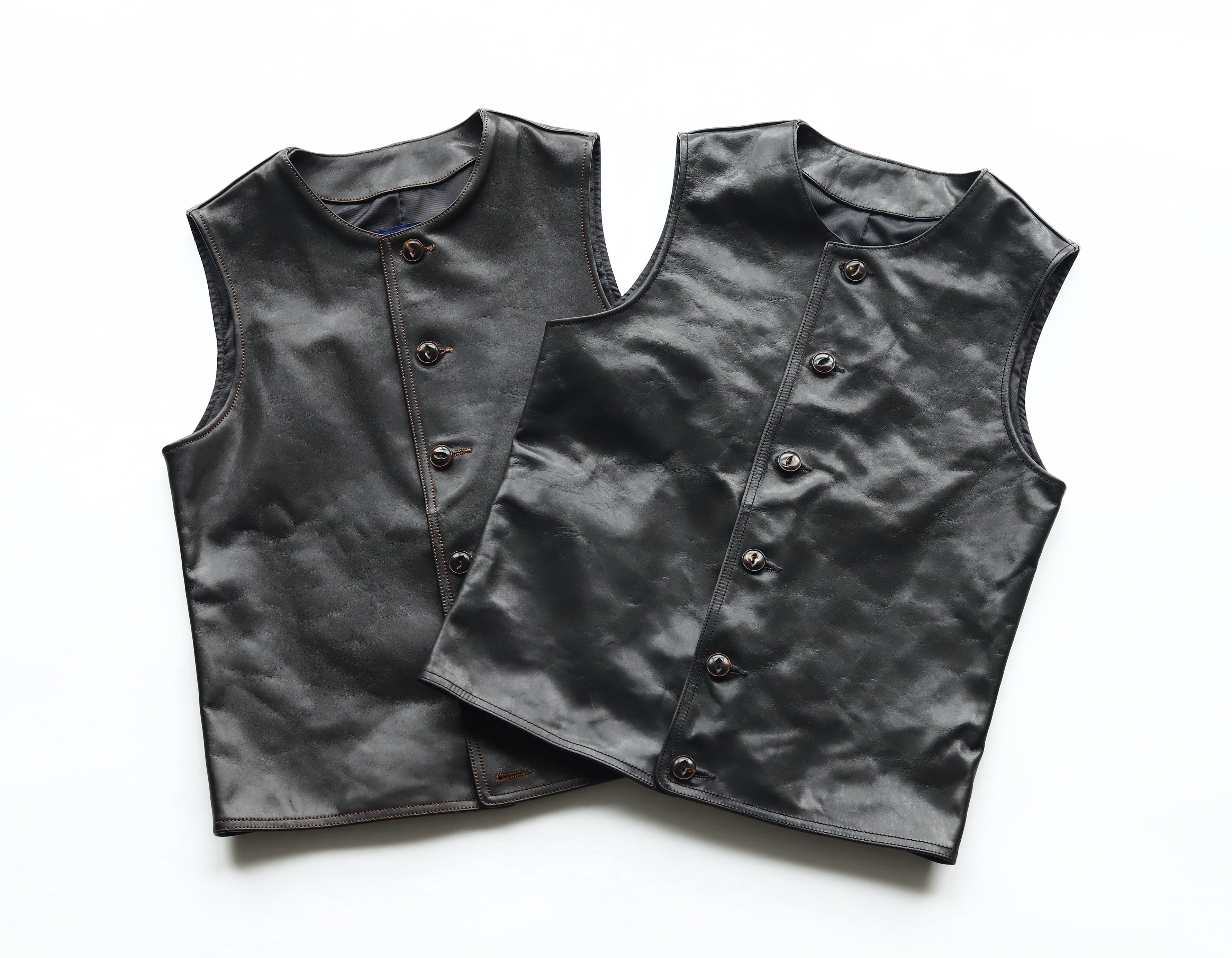 HHY-3475/3513】 LEATHER VEST (HORSE) / レザーベスト（馬革）茶芯