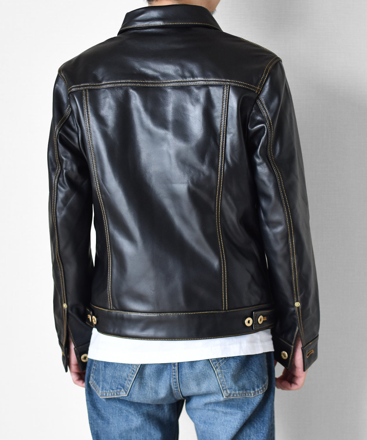 【Y2892】TYPE I Goatskin LEATHER TRUCKER JACKET ゴートスキンTYPE I レザートラッカージャケット