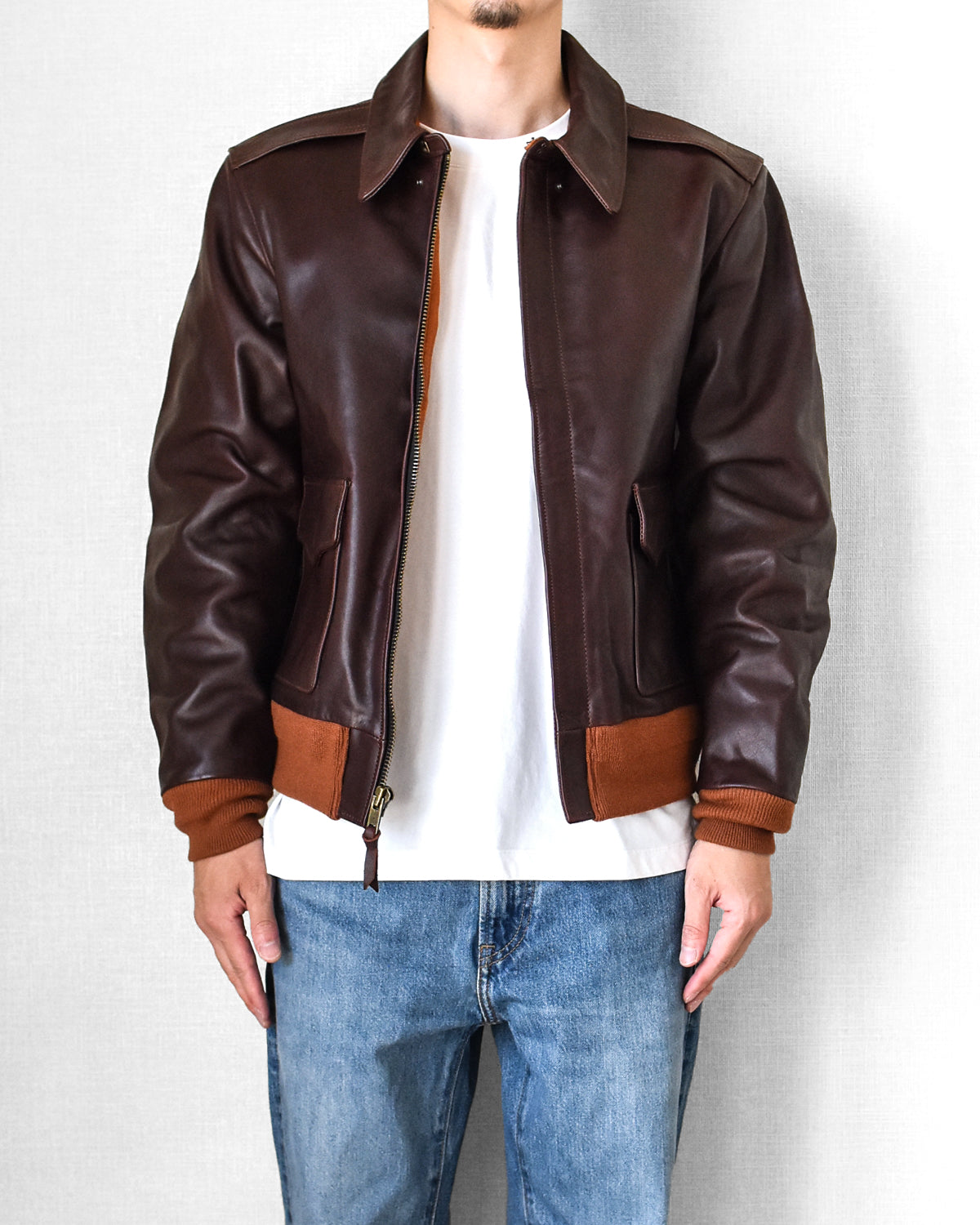 【HHY-907】A-2 Vintage Flight Jacket｜A-2 茶芯馬革フライトジャケット　