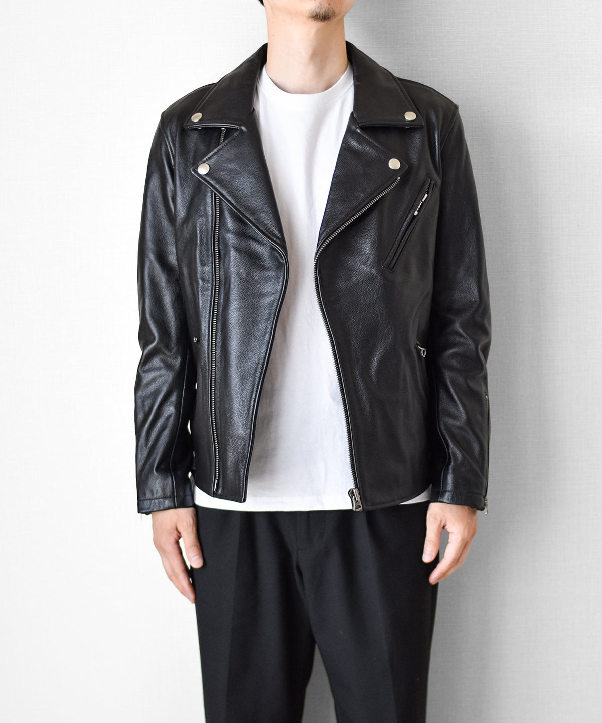 【CWY-2252/2253】Cowhide Leather Double Rider Jacket｜カウハイドダブルライダースジャケット(白/黒)