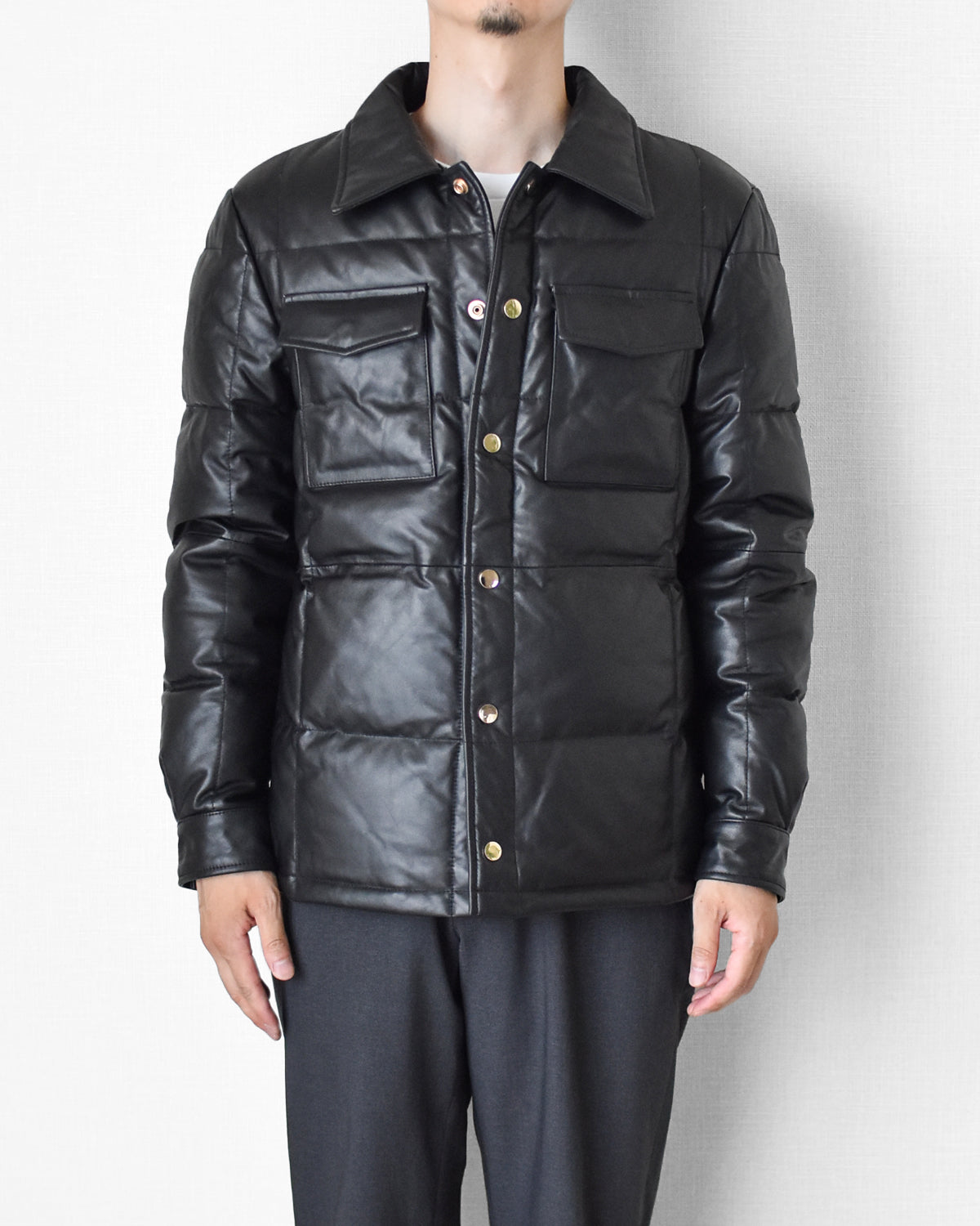 【HHY-1164】Heavy-Duty Leather Down Shirt Jacket｜ヘビーアウター・レザーダウンシャツジャケット馬革