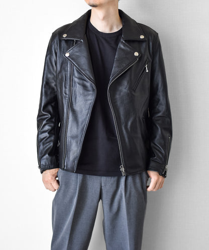 【CWY-2252/2253】Cowhide Leather Double Rider Jacket｜カウハイドダブルライダースジャケット(白/黒)