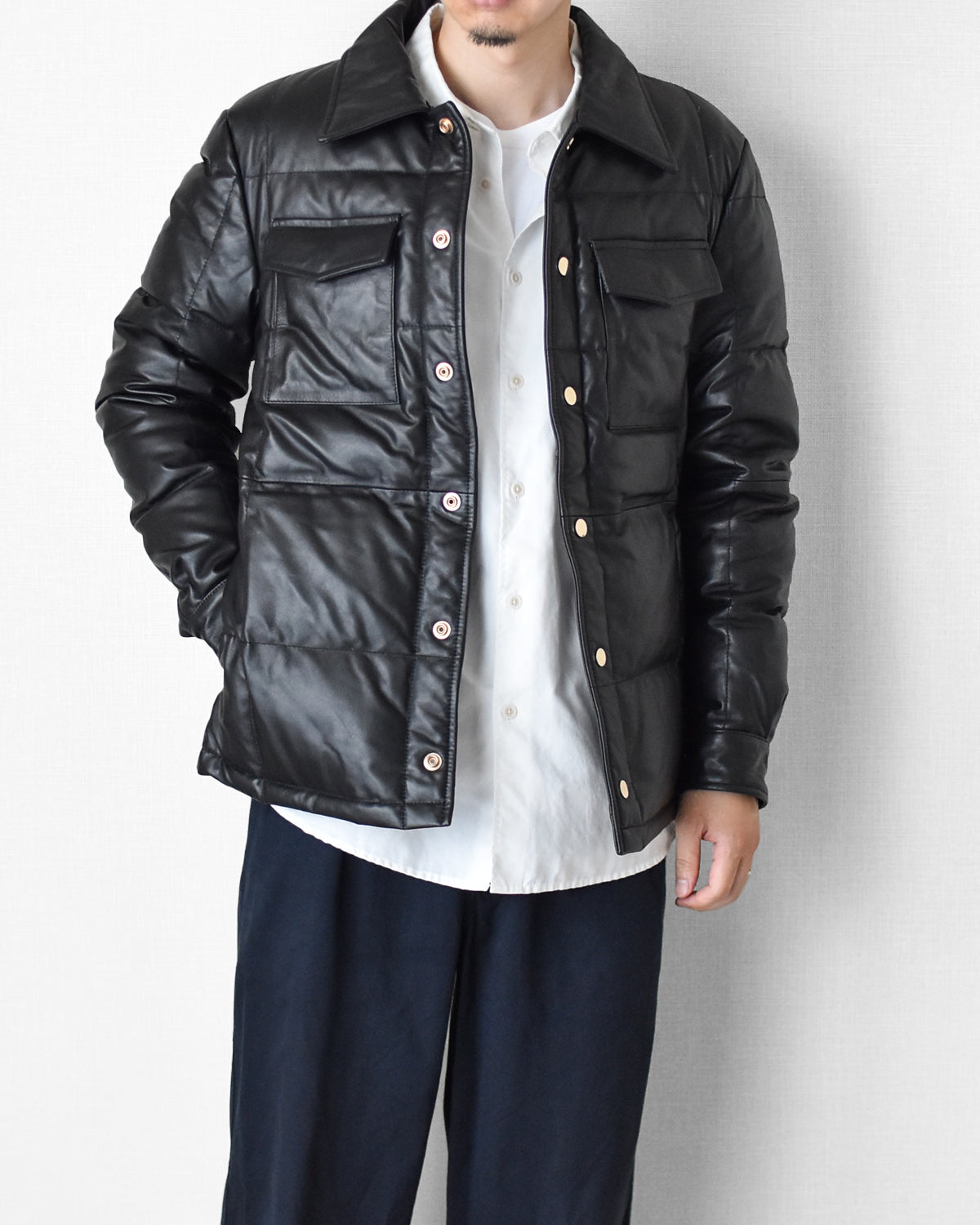 【HHY-1164】Heavy-Duty Leather Down Shirt Jacket｜ヘビーアウター・レザーダウンシャツジャケット馬革