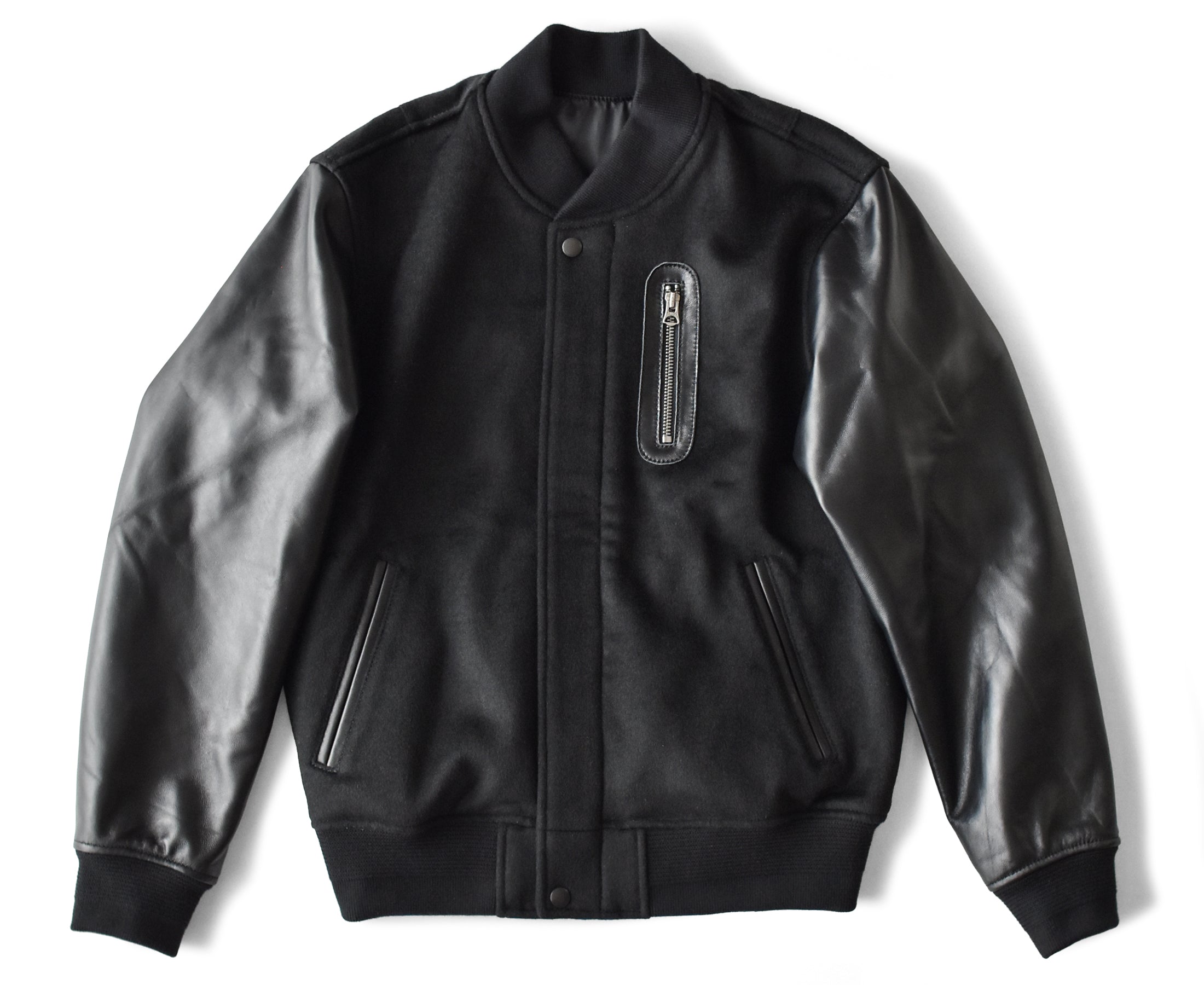 Y3037】MILITARY MA-1 JACKET (LEATHER × WOOL) / ミリタリー MA-1