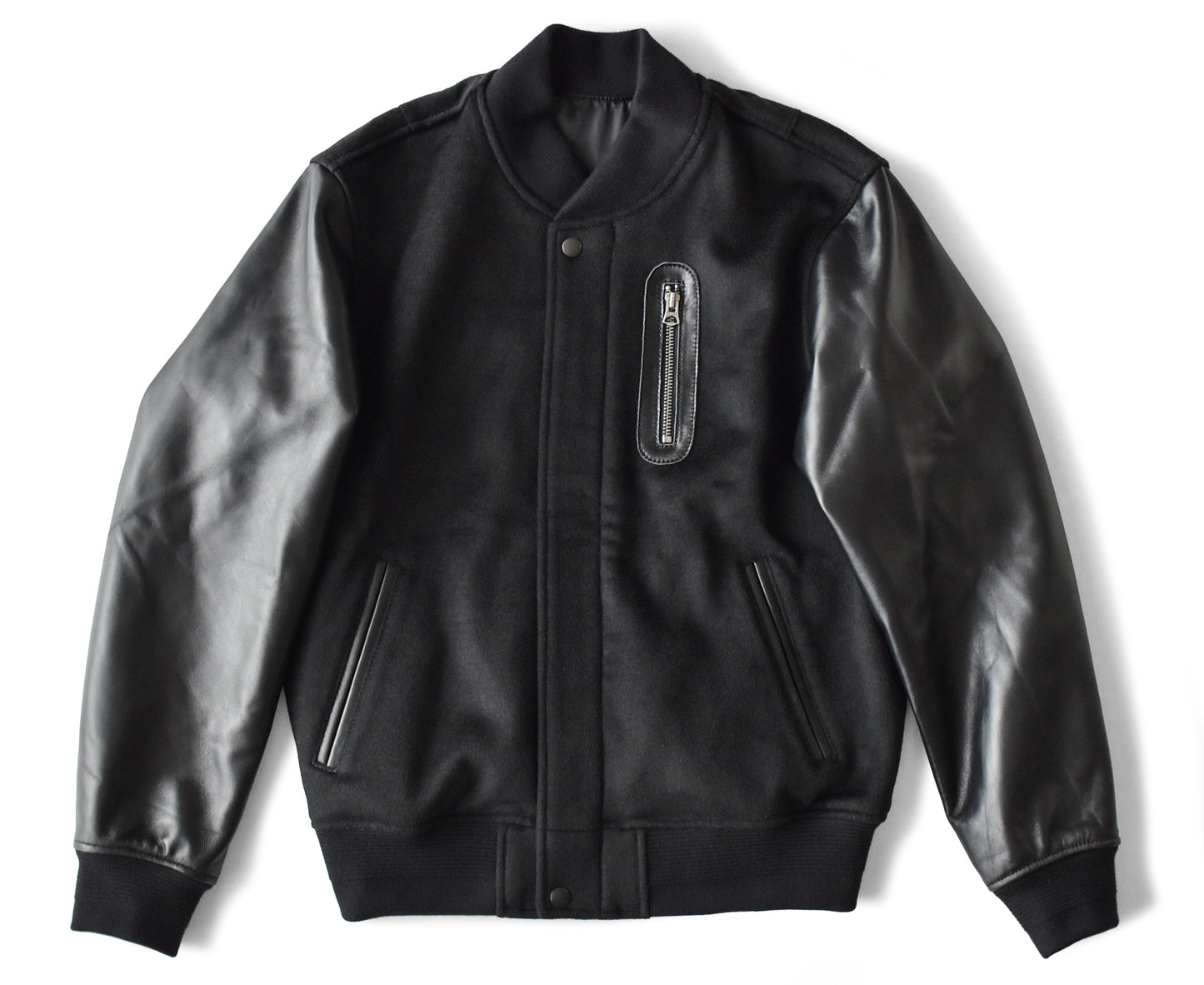 【Y3037】MILITARY MA-1 JACKET (LEATHER × WOOL) / ミリタリー MA-1ジャケット（レザー×ウール）