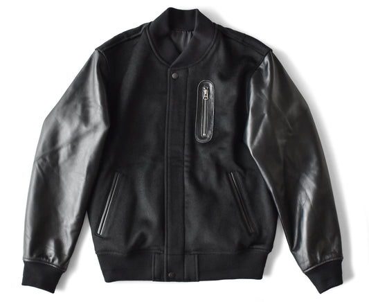 【Y3037】MILITARY MA-1 JACKET (LEATHER × WOOL) / ミリタリー MA-1ジャケット（レザー×ウール）