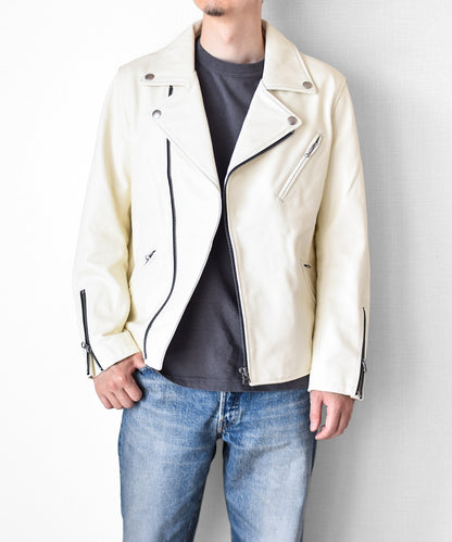 【CWY-2252/2253】Cowhide Leather Double Rider Jacket｜カウハイドダブルライダースジャケット(白/黒)