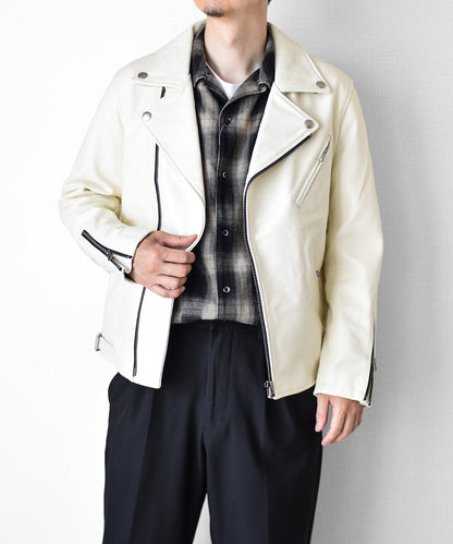 【CWY-2252/2253】Cowhide Leather Double Rider Jacket｜カウハイドダブルライダースジャケット(白/黒)